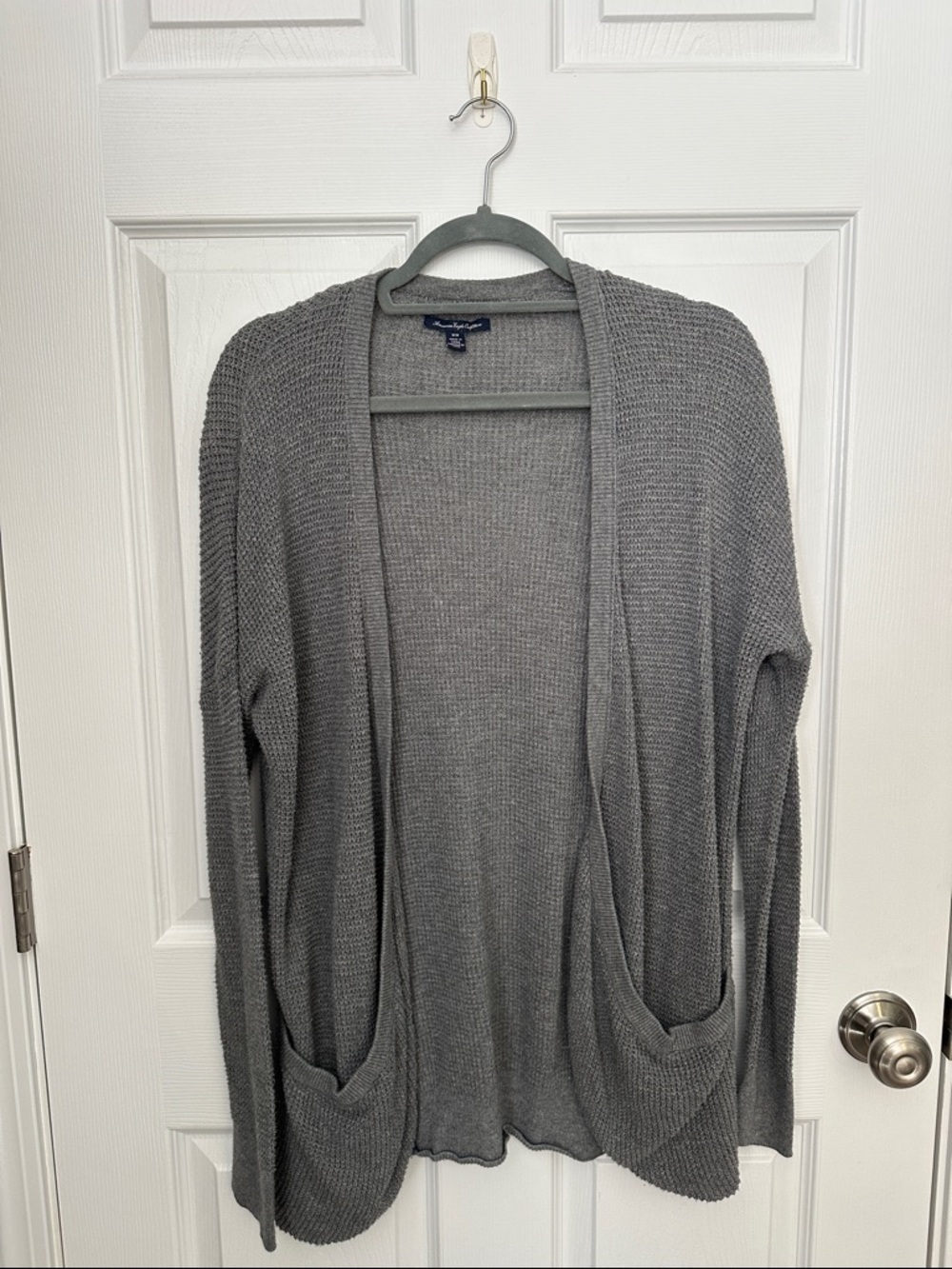American Eagle Outfitters Gray Open-Front Knit Cardigan